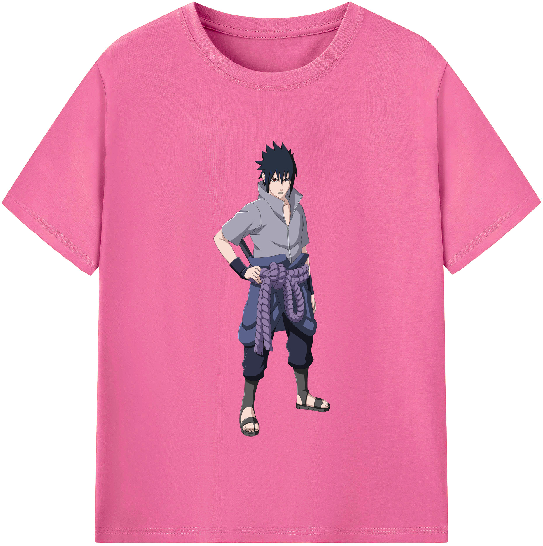 （画像用） NARUTO -ナルト- うちは サスケ Uchiha Sasuke レディースカジュアルプリントTシャツ（綿100％）